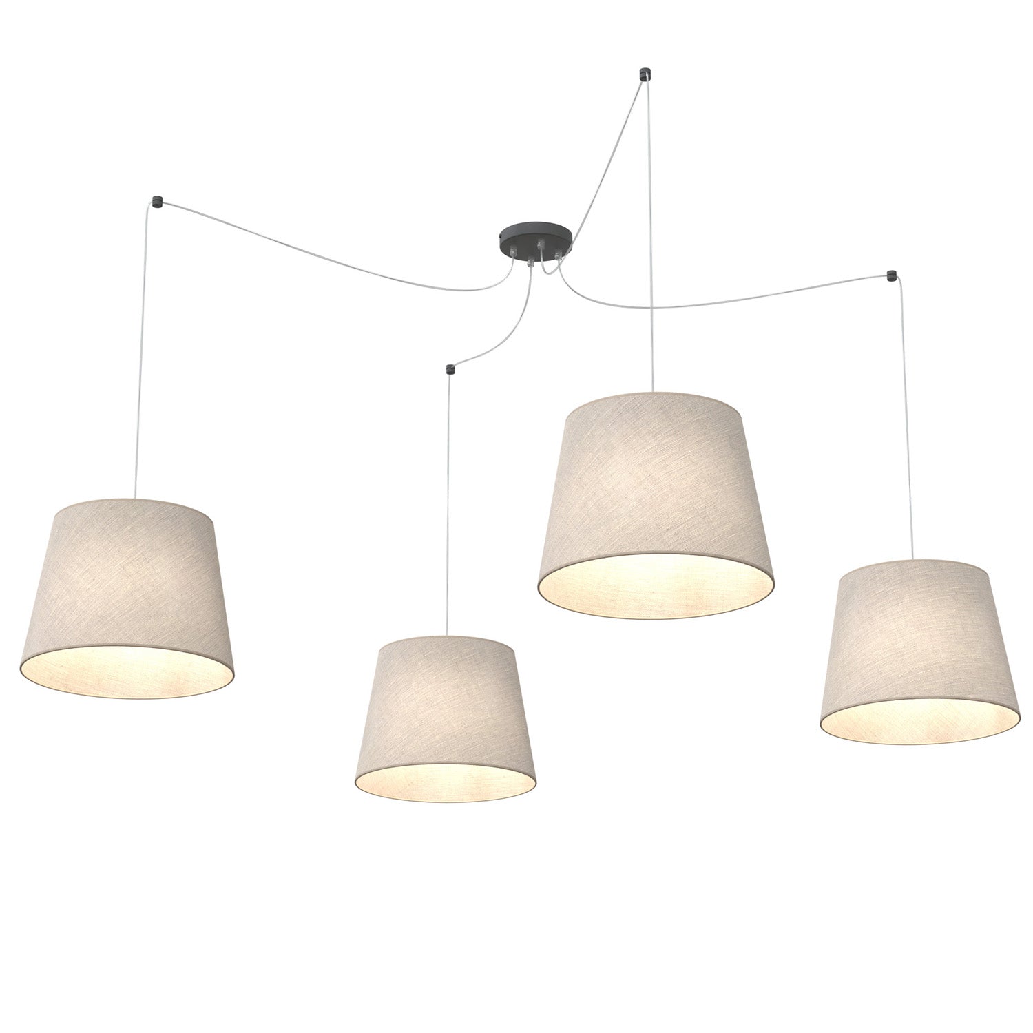 Sospensione 4 Luci Iside Con Fermacavi E Paralumi Beige
