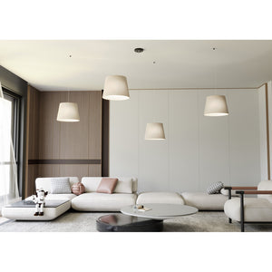 Sospensione 4 Luci Iside Con Fermacavi E Paralumi Beige
