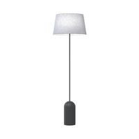 Piantana 1 Luce Anubi Paralume In Tessuto Grigio Con Base In Acciaio Nero