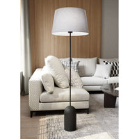 Piantana 1 Luce Anubi Paralume In Tessuto Grigio Con Base In Acciaio Nero