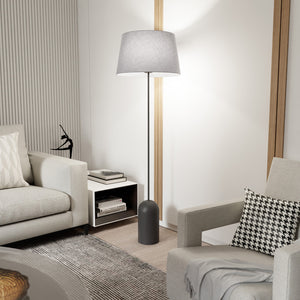 Piantana 1 Luce Anubi Paralume In Tessuto Grigio Con Base In Acciaio Nero