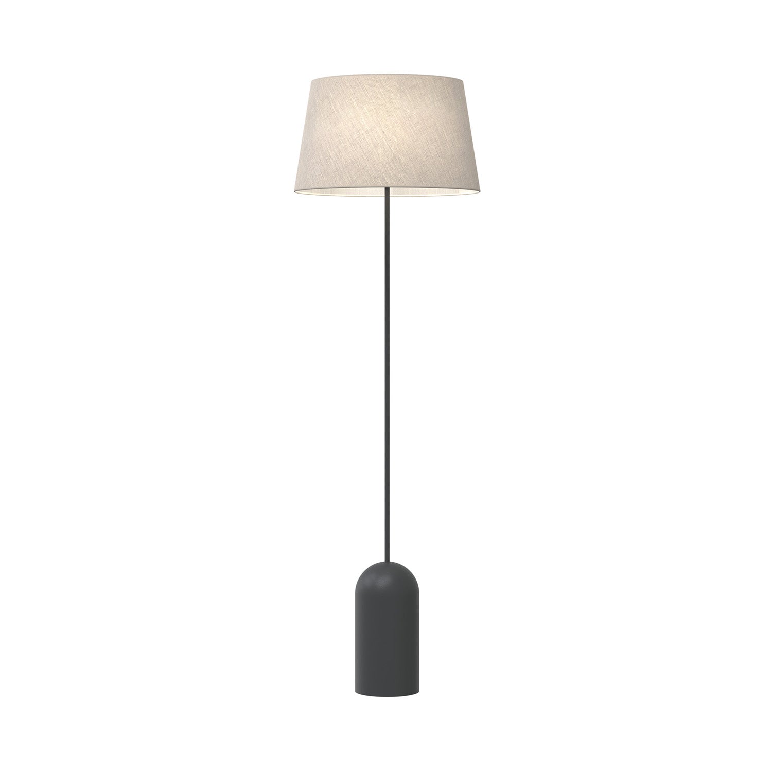 Piantana 1 Luce Anubi Paralume In Tessuto Beige Con Base In Acciaio Nero