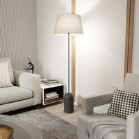 Piantana 1 Luce Anubi Paralume In Tessuto Beige Con Base In Acciaio Nero
