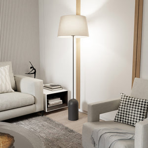 Piantana 1 Luce Anubi Paralume In Tessuto Beige Con Base In Acciaio Nero