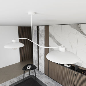 Bilanciere Industrial 2 Luci Sekhmet In Acciaio Bianco E Diffusori A Cupola