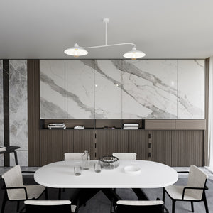 Bilanciere Industrial 2 Luci Sekhmet In Acciaio Bianco E Diffusori A Cupola