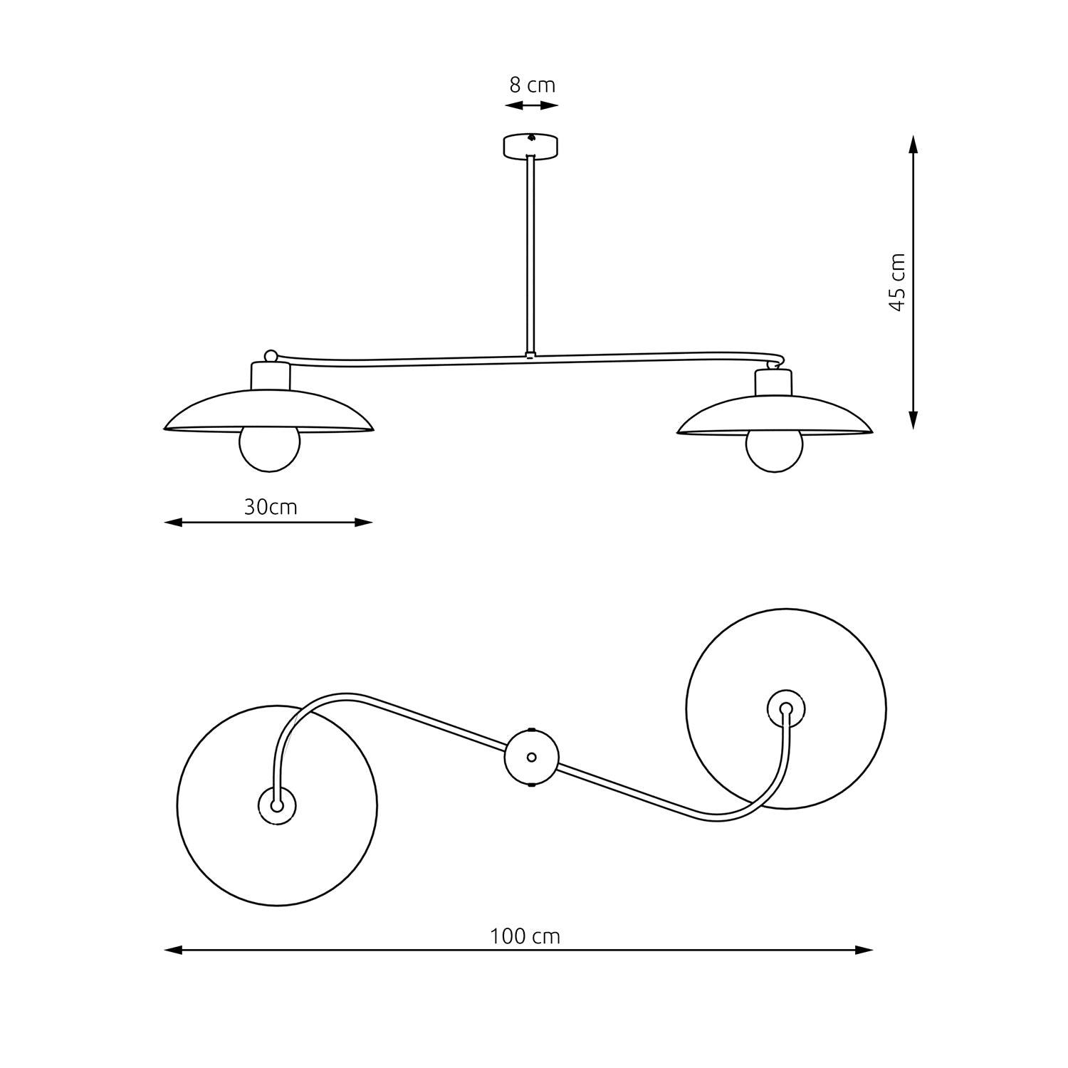 Bilanciere Industrial 2 Luci Sekhmet In Acciaio Bianco E Diffusori A Cupola