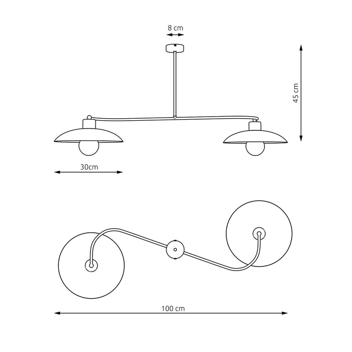 Bilanciere Industrial 2 Luci Sekhmet In Acciaio Bianco E Diffusori A Cupola