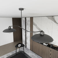 Bilanciere Industrial 2 Luci Sekhmet In Acciaio Nero E Diffusori A Cupola