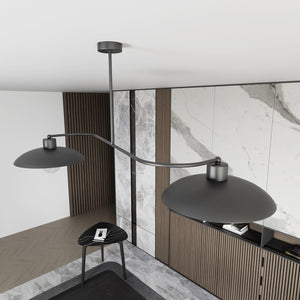 Bilanciere Industrial 2 Luci Sekhmet In Acciaio Nero E Diffusori A Cupola