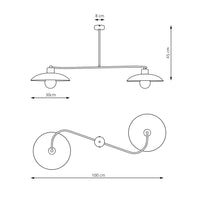 Bilanciere Industrial 2 Luci Sekhmet In Acciaio Nero E Diffusori A Cupola