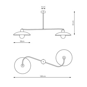 Bilanciere Industrial 2 Luci Sekhmet In Acciaio Nero E Diffusori A Cupola