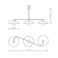 Lampadario Industrial 3 Luci Sekhmet In Acciaio Bianco E Diffusori A Cupola