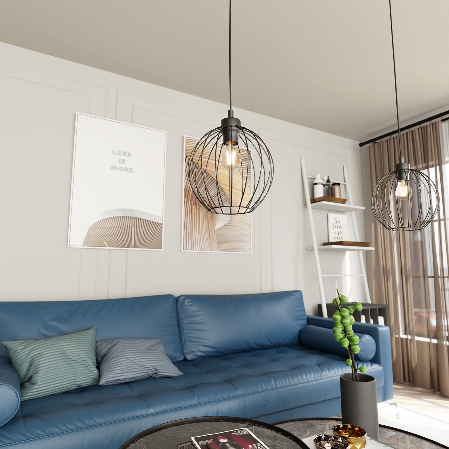 Sospensione Minimal Industrial Hathor 1 Luce Nera