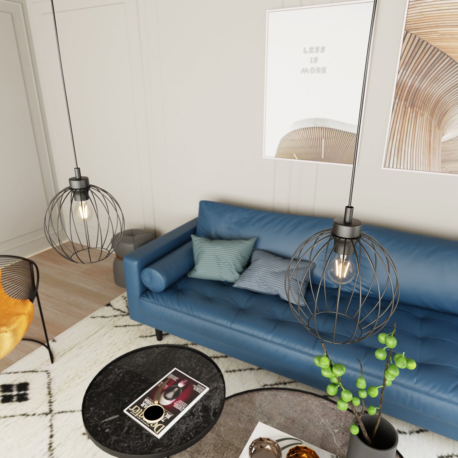 Sospensione Minimal Industrial Hathor 1 Luce Nera