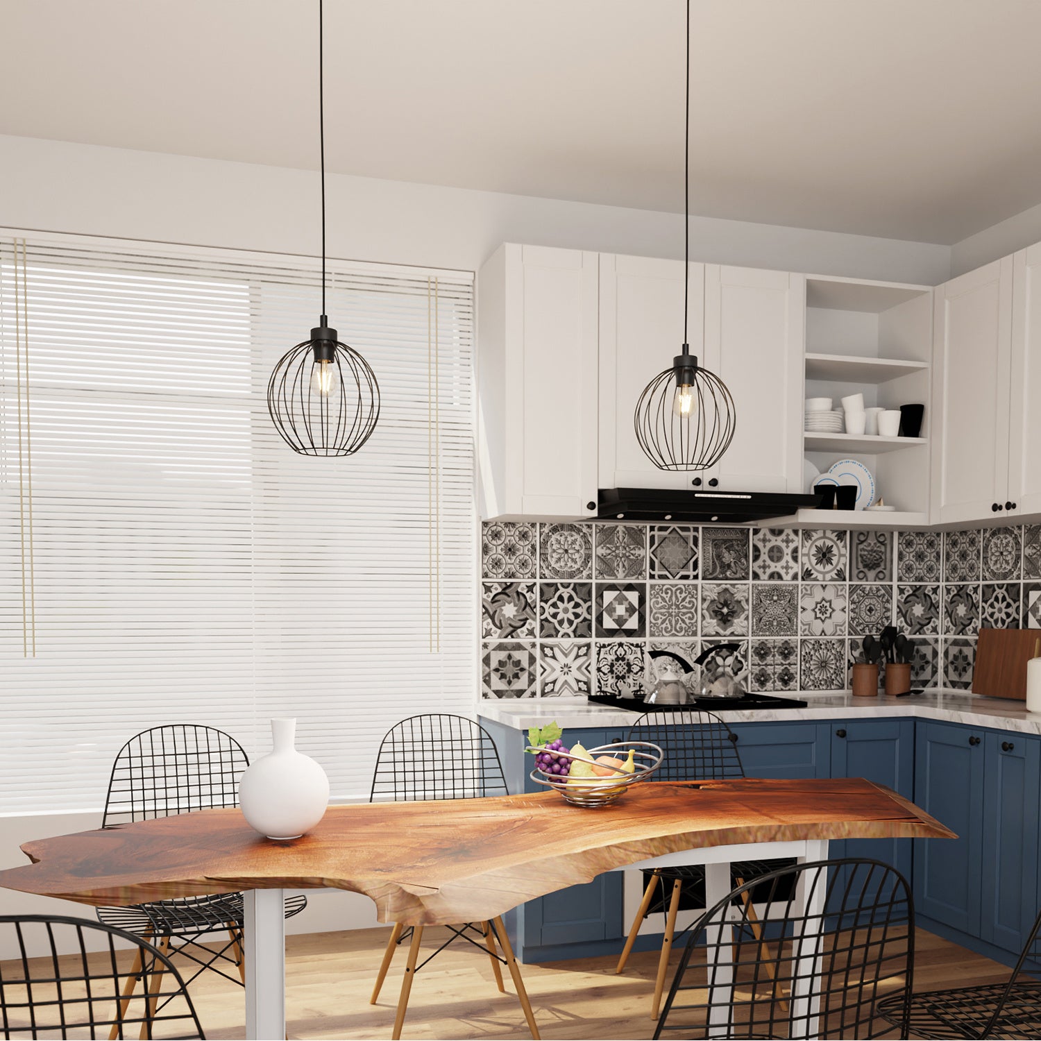 Sospensione Minimal Industrial Hathor 1 Luce Nera