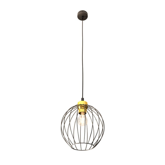 Sospensione Minimal Industrial Hathor 1 Luce Nera E Oro
