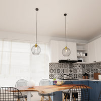 Sospensione Minimal Industrial Hathor 1 Luce Nera E Oro