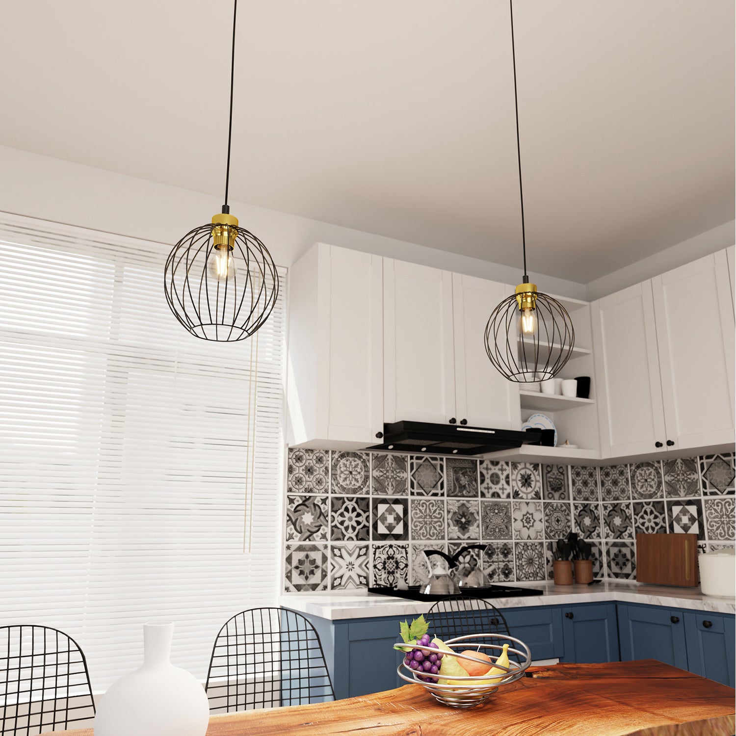 Sospensione Minimal Industrial Hathor 1 Luce Nera E Oro