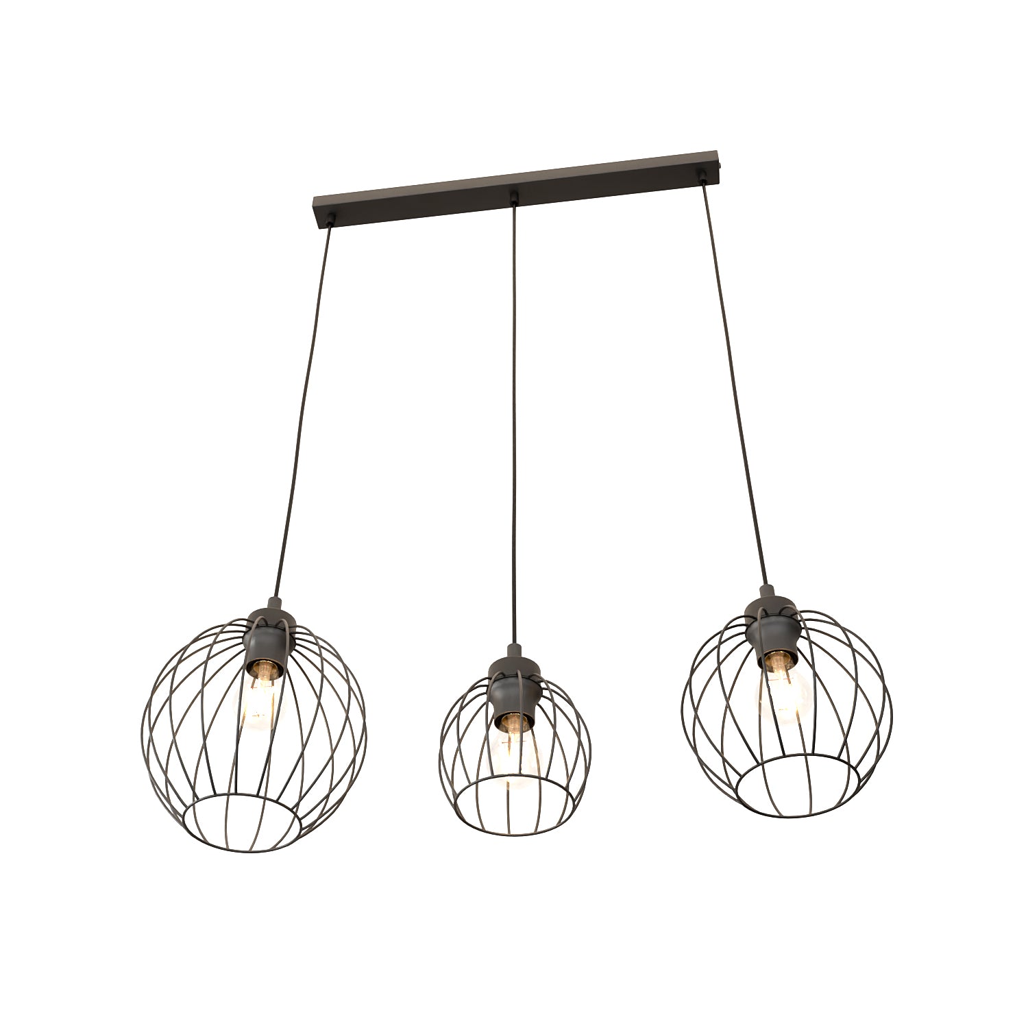 Sospensione Minimal Industrial Hathor 3 Luci Lineari Nera