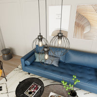 Sospensione Minimal Industrial Hathor 3 Luci Tonda Nera