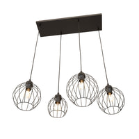 Sospensione Minimal Industrial Hathor 4 Luci Lineari Nera