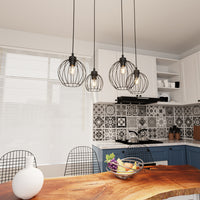 Sospensione Minimal Industrial Hathor 4 Luci Lineari Nera