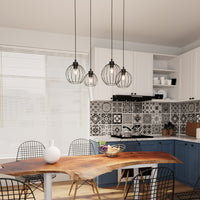 Sospensione Minimal Industrial Hathor 4 Luci Lineari Nera