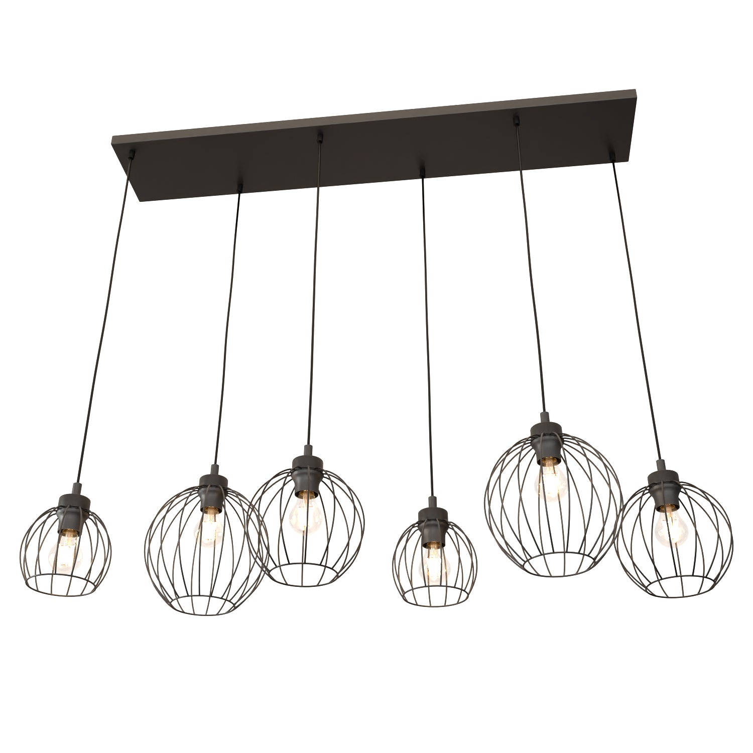 Sospensione Minimal Industrial Hathor 6 Luci Lineari Nera