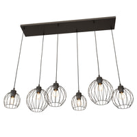 Sospensione Minimal Industrial Hathor 6 Luci Lineari Nera