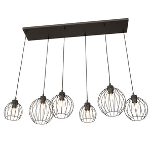 Sospensione Minimal Industrial Hathor 6 Luci Lineari Nera