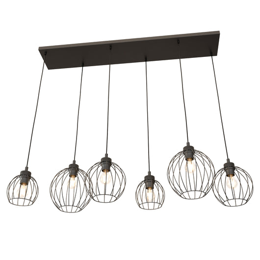 Sospensione Minimal Industrial Hathor 6 Luci Lineari Nera