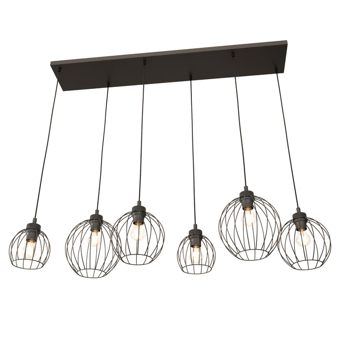 Sospensione Minimal Industrial Hathor 6 Luci Lineari Nera