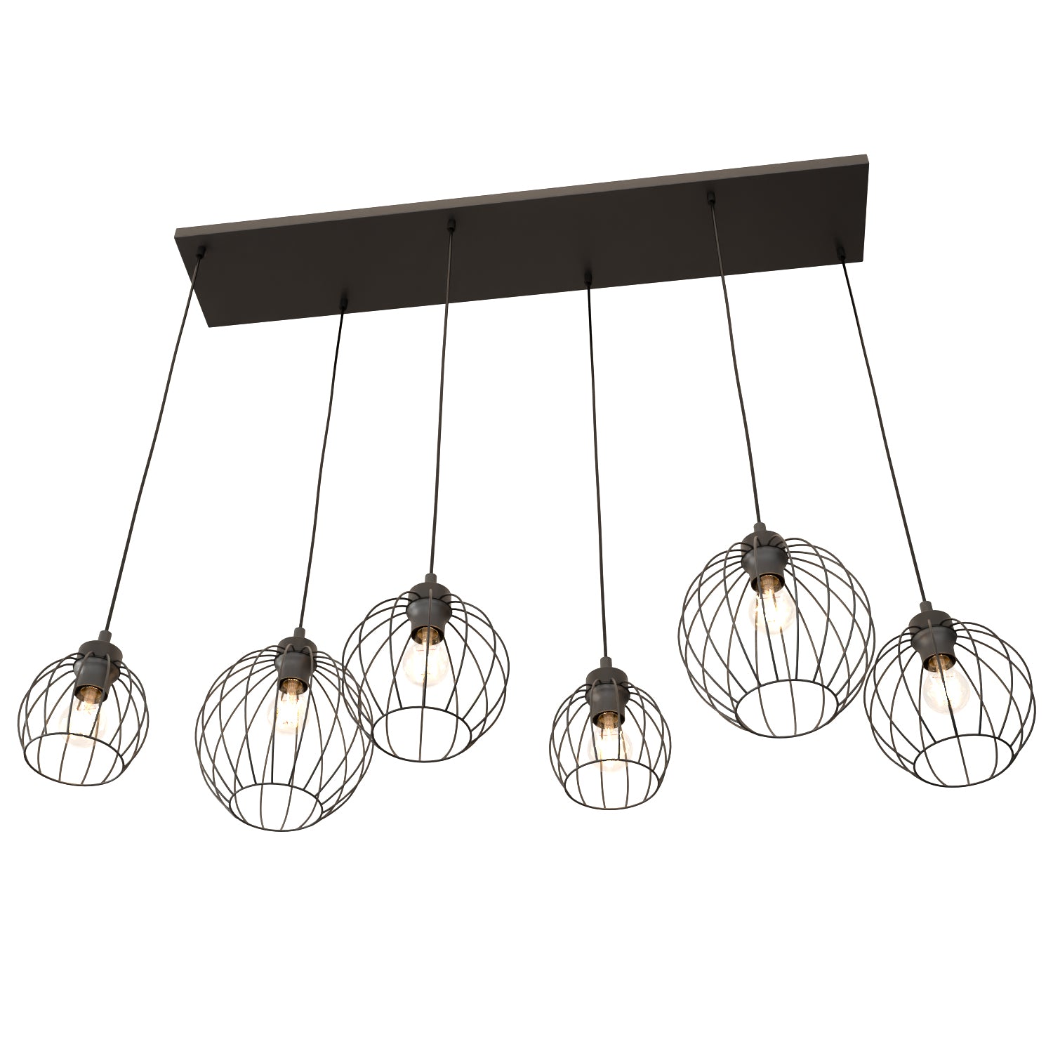 Sospensione Minimal Industrial Hathor 6 Luci Lineari Nera