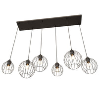 Sospensione Minimal Industrial Hathor 6 Luci Lineari Nera