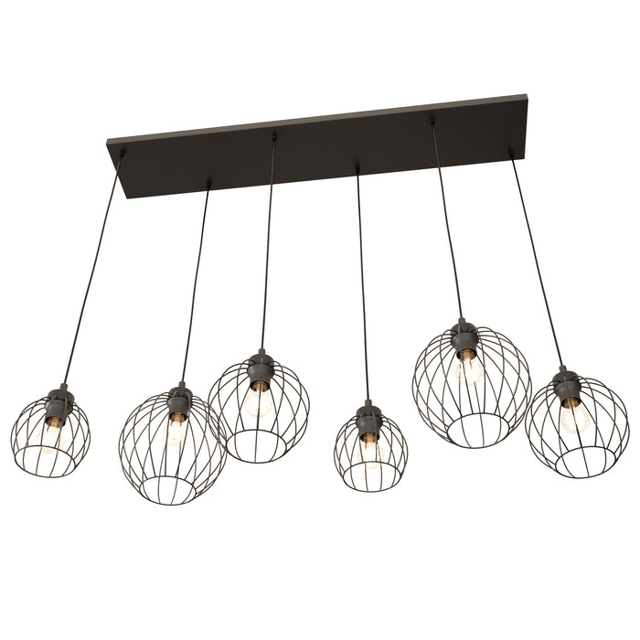 Sospensione Minimal Industrial Hathor 6 Luci Lineari Nera