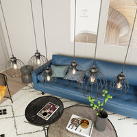 Sospensione Minimal Industrial Hathor 6 Luci Lineari Nera