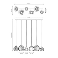 Sospensione Minimal Industrial Hathor 6 Luci Lineari Nera E Oro