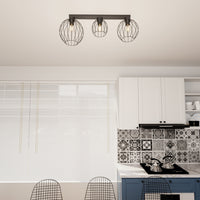 Plafoniera Minimal Industrial Geb 3 Luci Lineari Nera