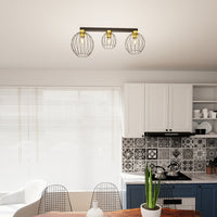 Plafoniera Minimal Industrial Geb 3 Luci Lineari Nera E Oro