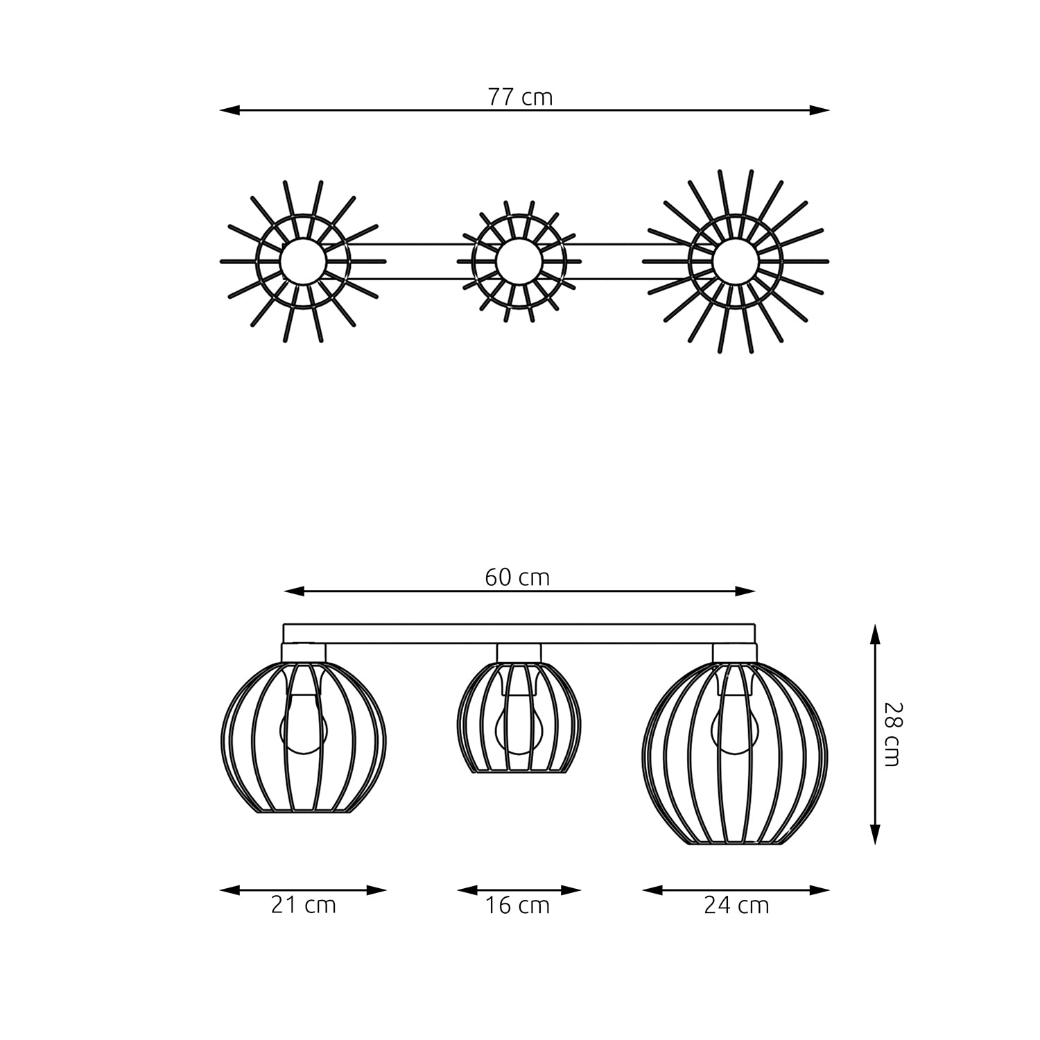 Plafoniera Minimal Industrial Geb 3 Luci Lineari Nera E Oro