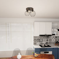 Plafoniera Minimal Industrial Geb 3 Luci Tonda Nera