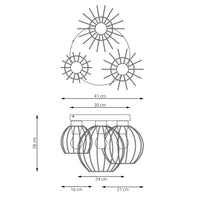 Plafoniera Minimal Industrial Geb 3 Luci Tonda Nera