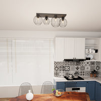 Plafoniera Minimal Industrial Geb 4 Luci Lineari Nera