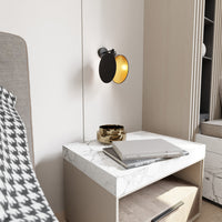 Applique 1 Luce Moderna Nut In Acciaio Nero E Oro