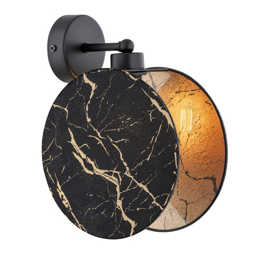 Applique 1 Luce Moderna Nut In Acciaio Effetto Marmo Nero