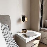 Applique 1 Luce Moderna Nut In Acciaio Effetto Marmo Nero