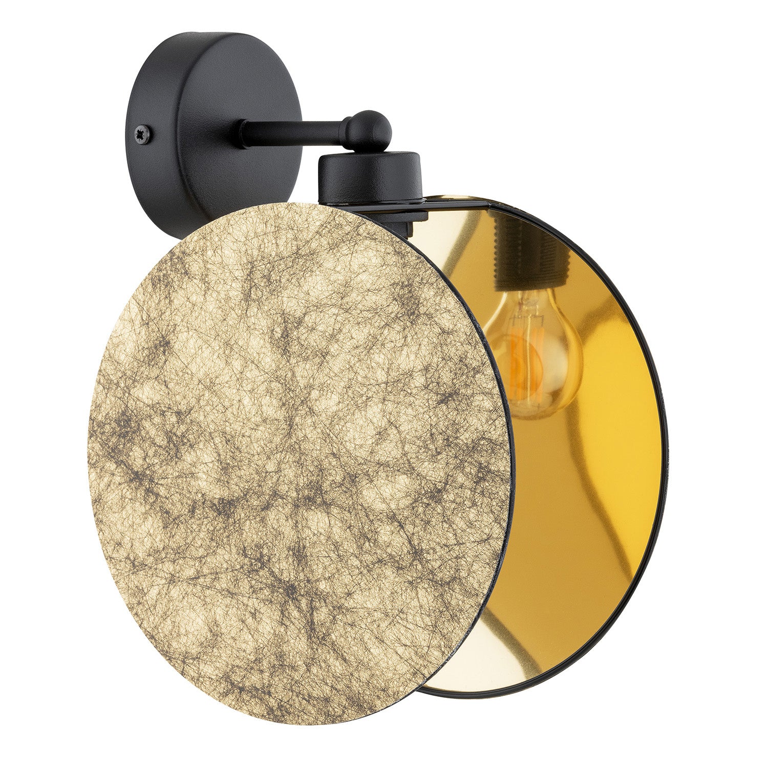 Applique 1 Luce Moderna Nut In Acciaio Effetto Marmo Bianco