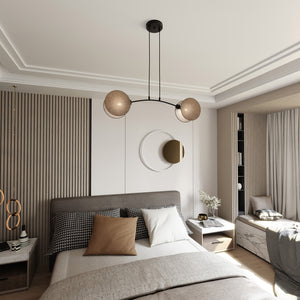 Lampada A Sospensione 2 Luci Moderna Nut In Acciaio Effetto Naturale