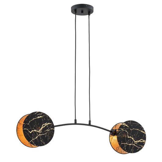 Lampada A Sospensione 2 Luci Moderna Nut In Acciaio Effetto Marmo Nero